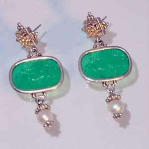 Tagliamonte 925 and 14K gold with green Venetian glass